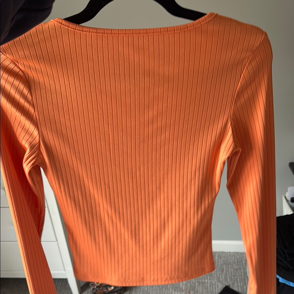 Women's Ribbed Orange Top - Picture 2 of 3